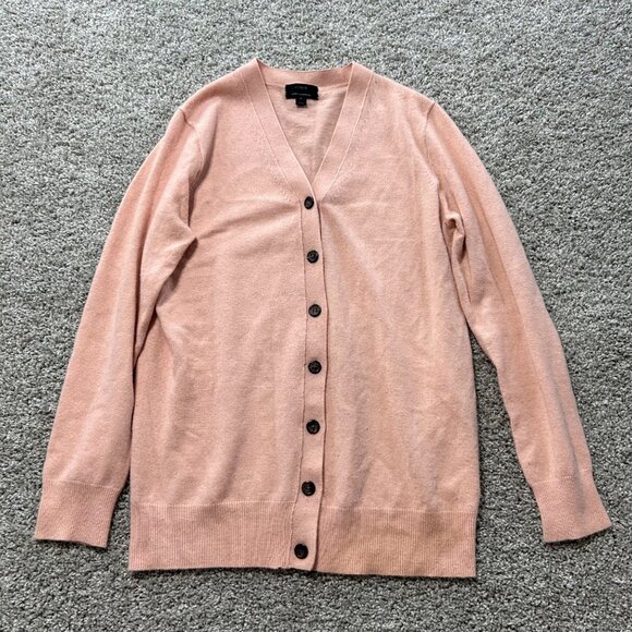 J Crew Women's Sz Medium Wool Cashmere Pink Long Cardigan Sweater - Picture 2 of 7